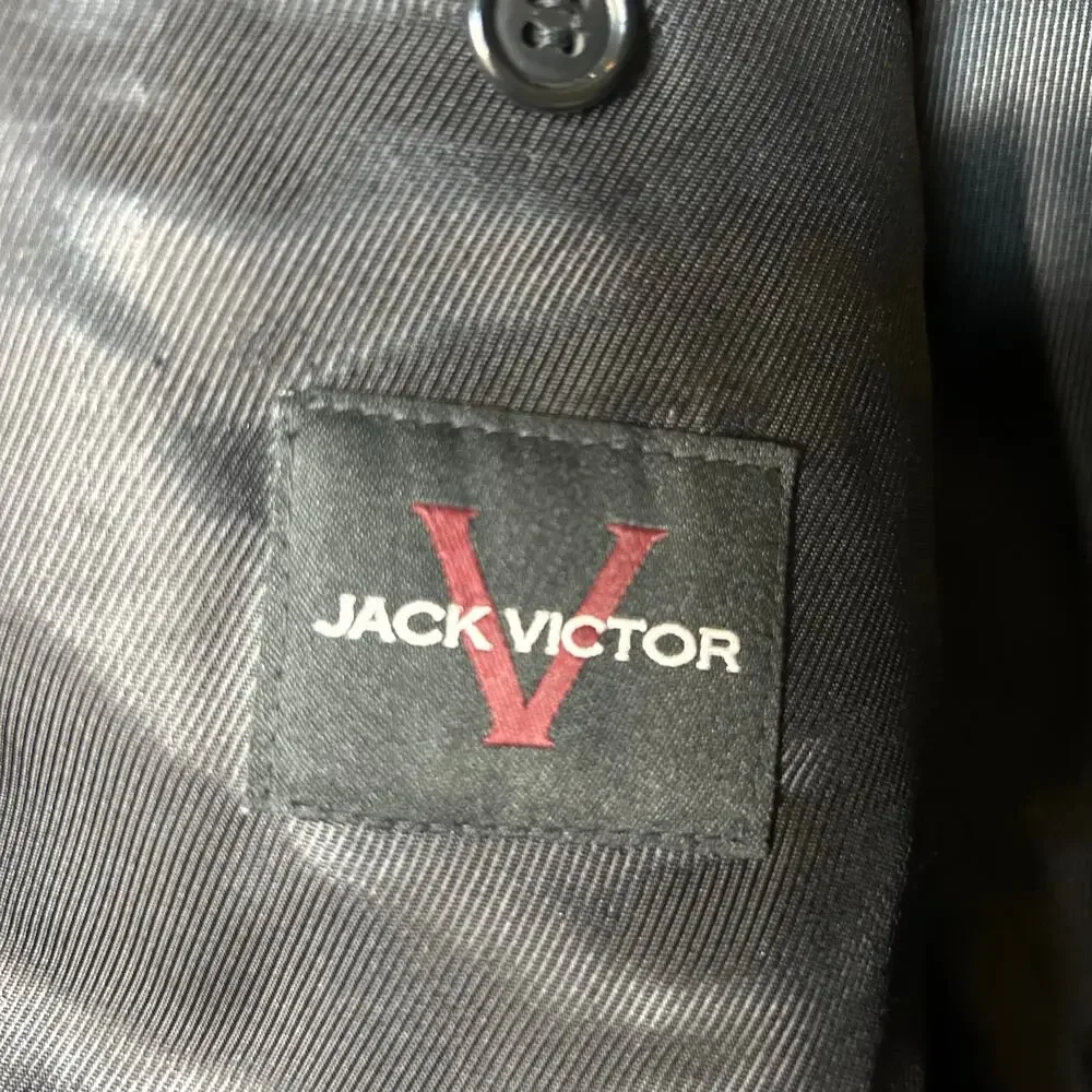 Jack Victor Suit Coat Sz 44S Blazer Navy Pinstripe Valentino CT 100%‎ Wool